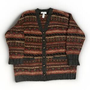Jones New York Cardigan Sweater Unisex 3X Hand Knit Wool Mohair 28x31 Oversized
